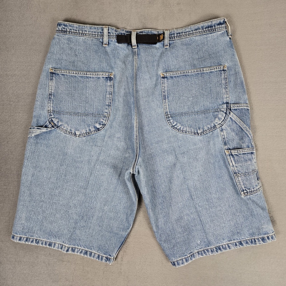 VTG Y2K Ralph Lauren Shorts Mens 42 Strap Back Denim Carpenter Blue Denim Jorts